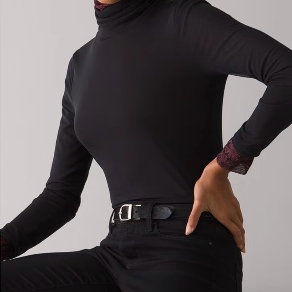 NWT White House Black Market black mesh turtleneck